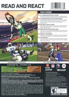 Madden NFL 08 (USA) box cover back